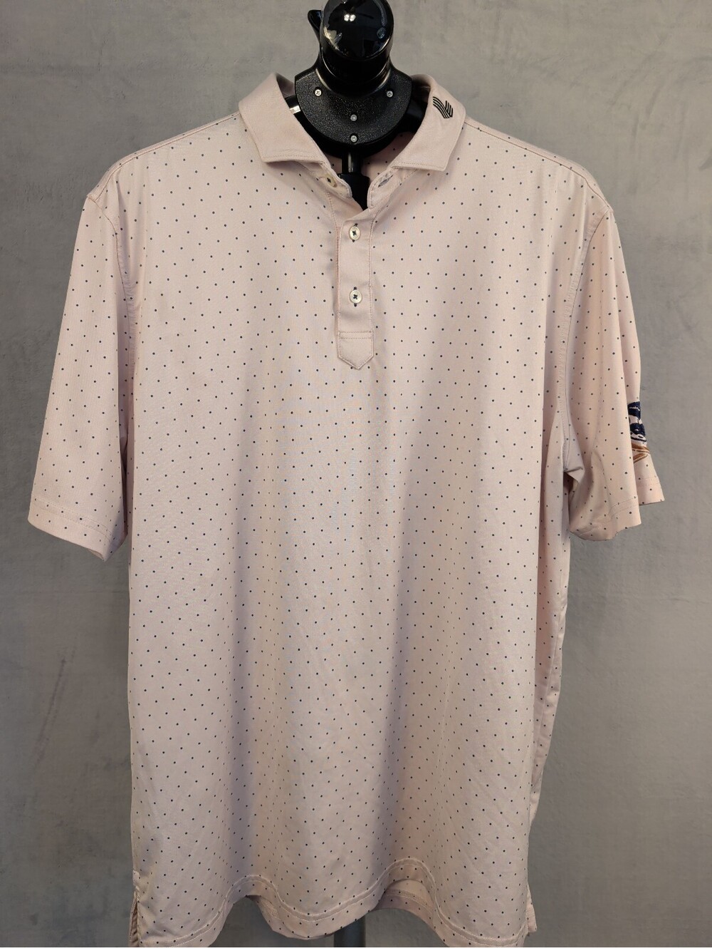 Stitch Men's Golf Polo Shirt Short Sleeve Performance Stretch Pink Polka L